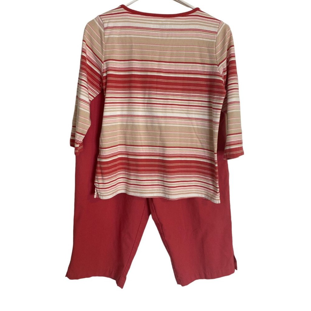 Hasting & Smith Set Women's Rose Pink Stripe Print 3/4 sleeves shirt sz PM/PL